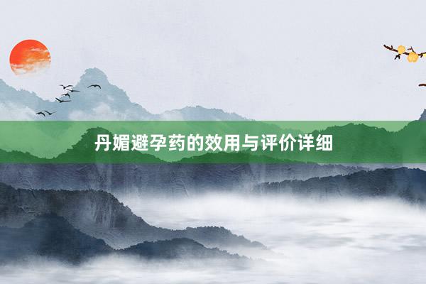 丹媚避孕药的效用与评价详细